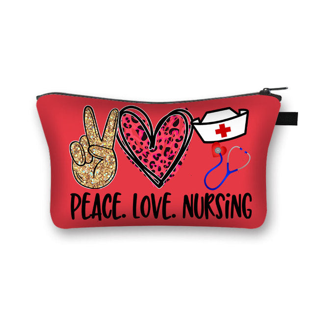 PEACE, LOVE and NURSING POUCHES, COSMETIC CASES and SHAVE KIT HOLDER WITH ZIPPERS