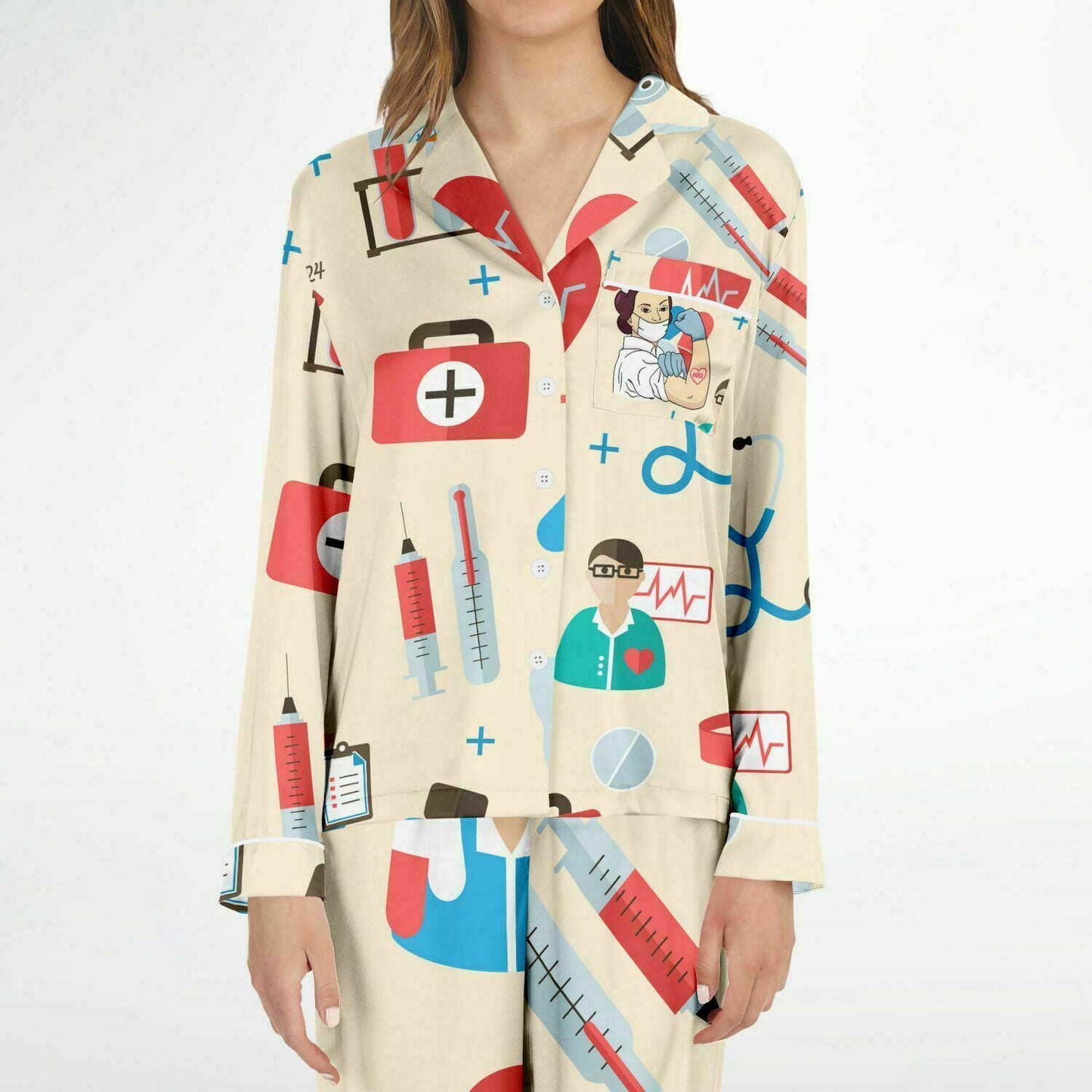 NURSING AND MEDICAL PATTERN PRINT NIGHTWEAR