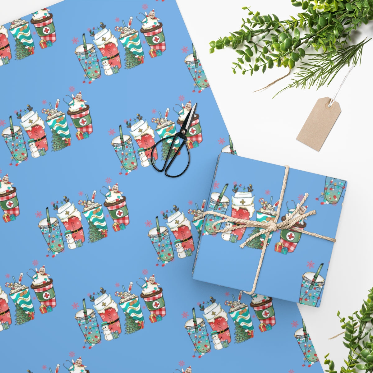 Festive Holiday Drinks Wrapping Paper