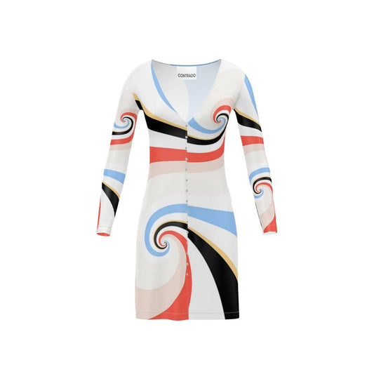 UNIQULY MULTI-COLORED SWIRL DESIGNED LADIES CARDIGAN