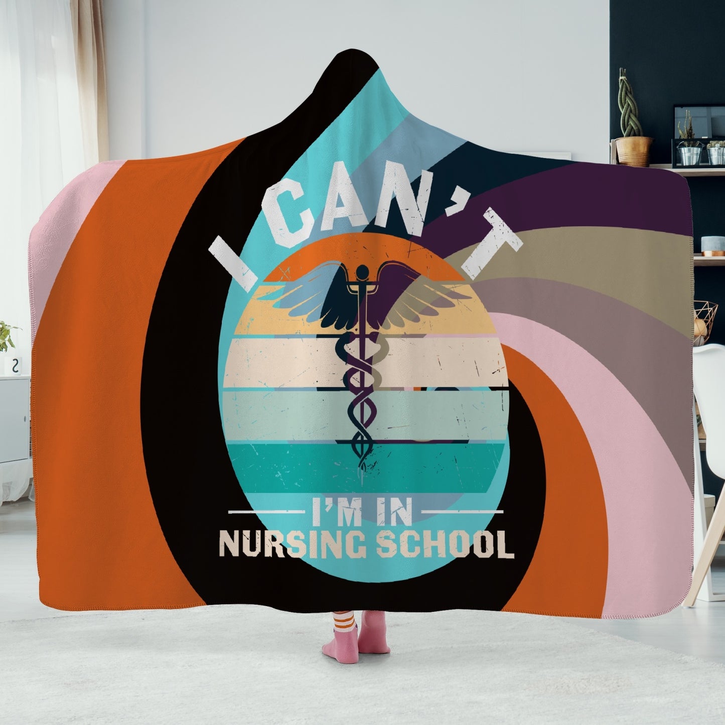 I CAN'T, I'M IN NURSING SCHOOL Casual Dual-Sided Stitched Hoodie Blanket