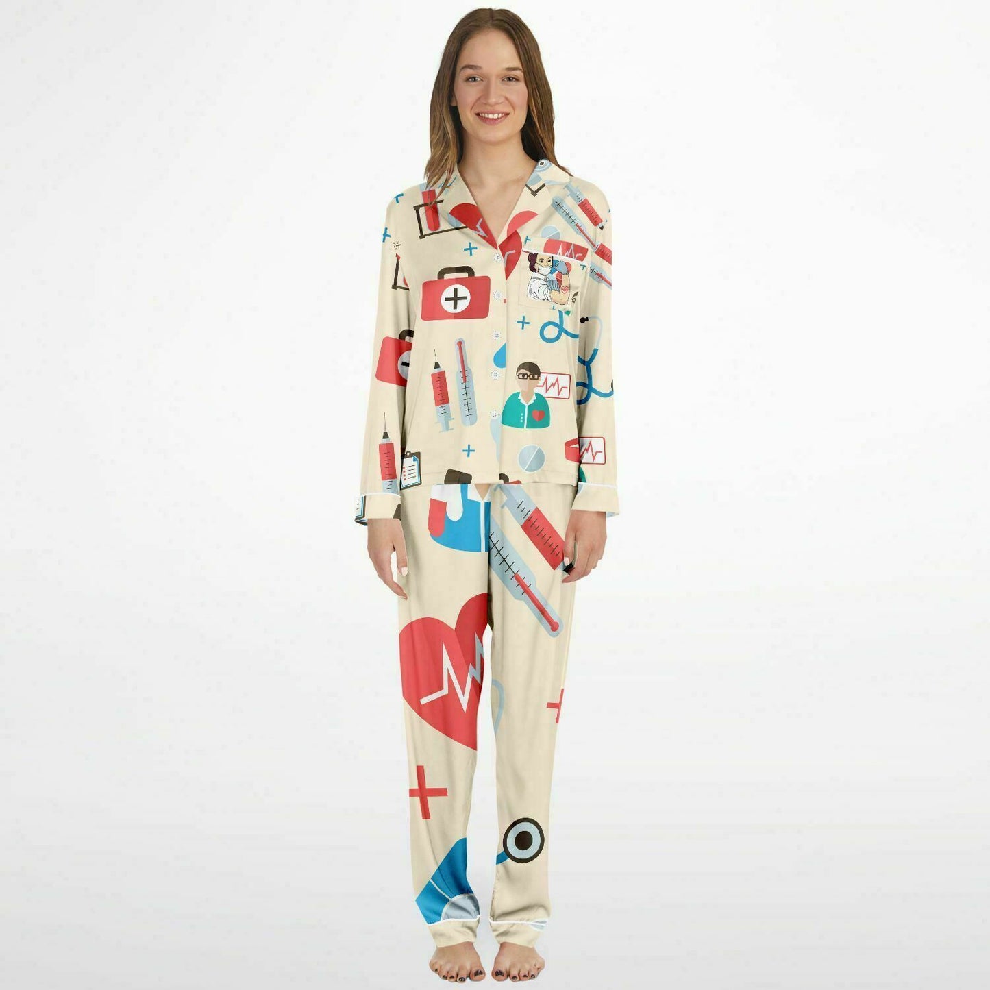 NURSING AND MEDICAL PATTERN PRINT NIGHTWEAR