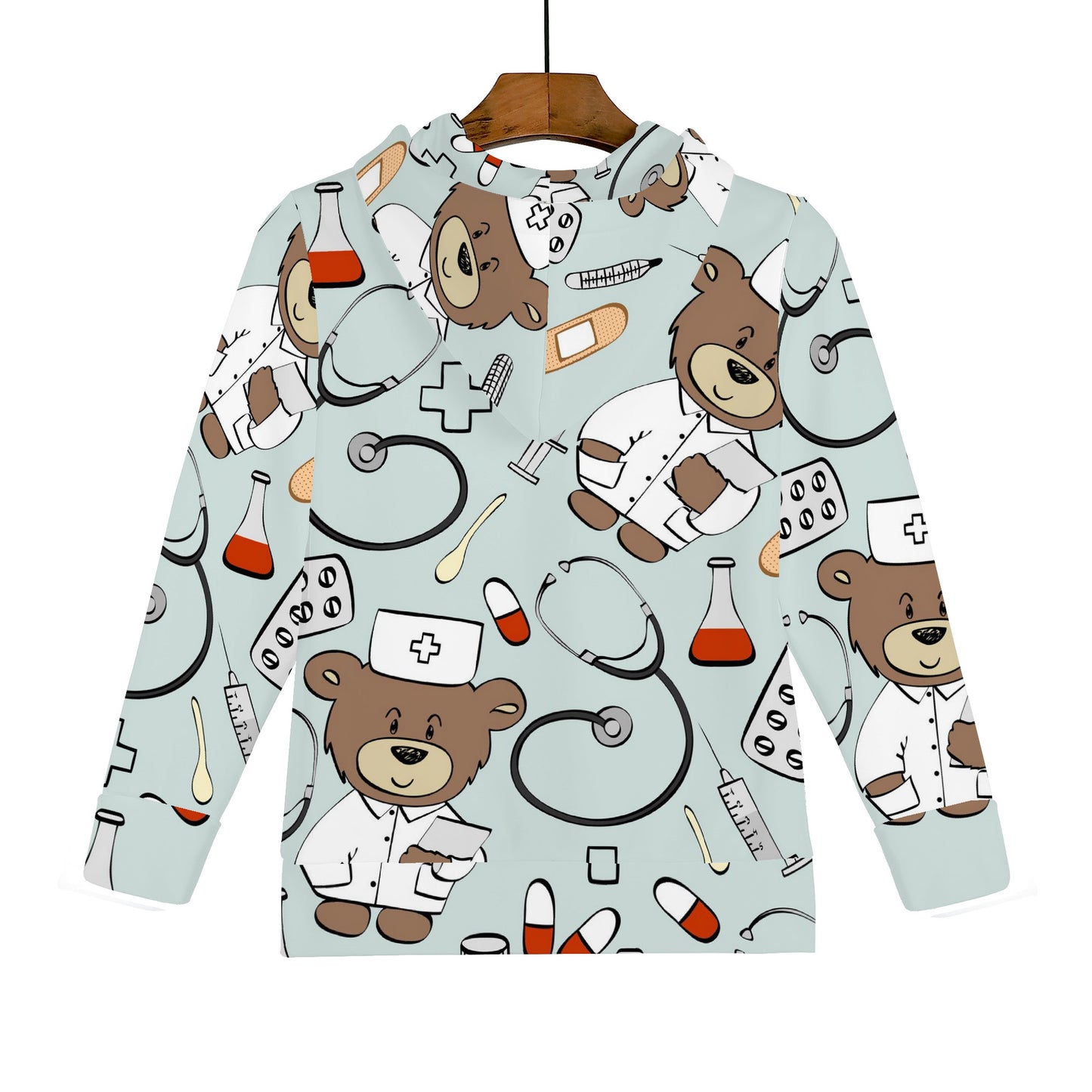 Youth's All Over BEARY NURSE  Print Hoodie