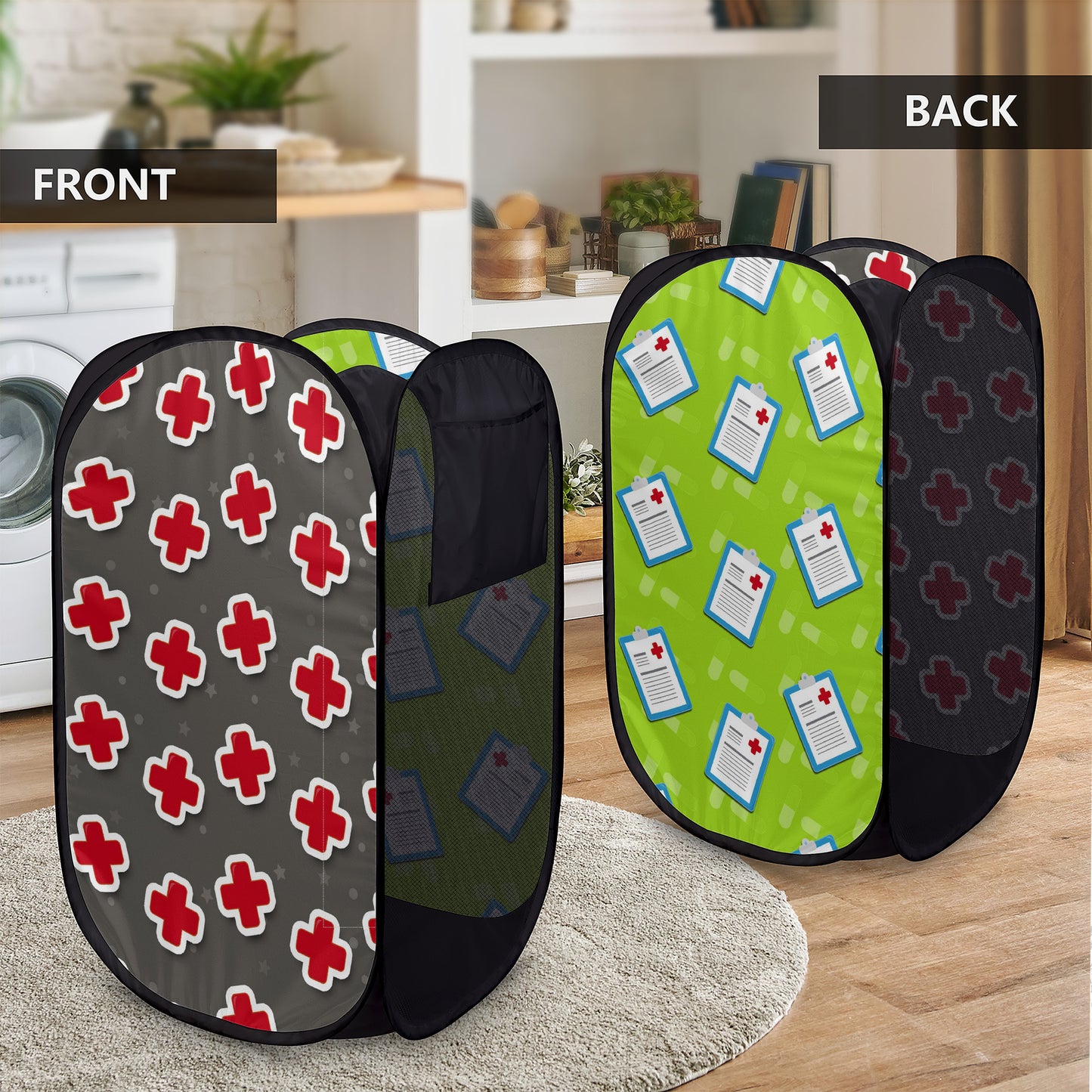 MEDICAL PATTERN PRINT Laundry Hampers Black