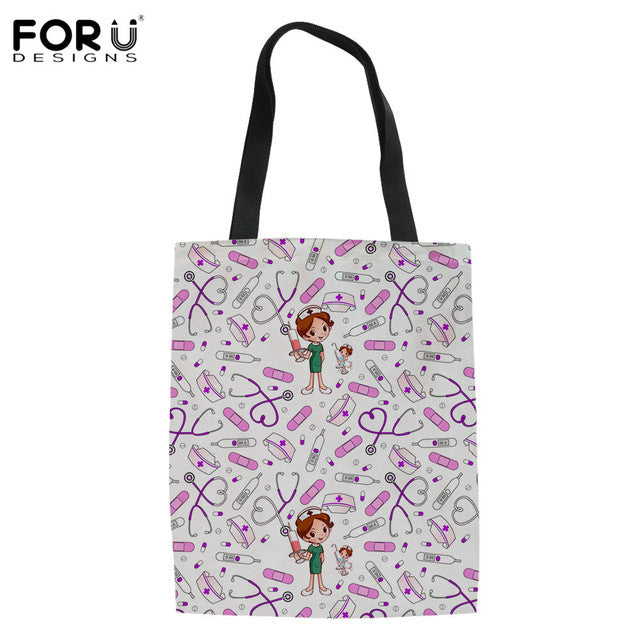 NURSE PATTERN SHOPPING TOTE BAG