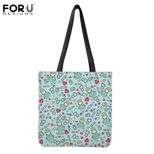 NURSE PATTERN SHOPPING TOTE BAG