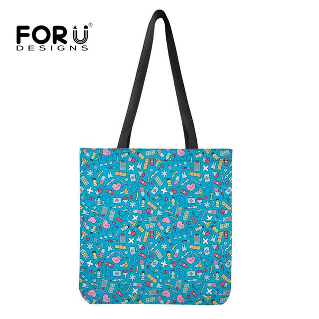 NURSE PATTERN SHOPPING TOTE BAG