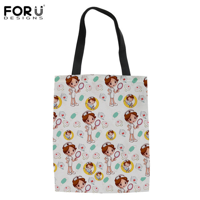 NURSE PATTERN SHOPPING TOTE BAG