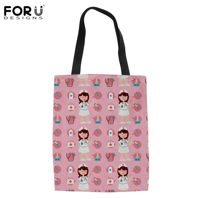 NURSE PATTERN SHOPPING TOTE BAG