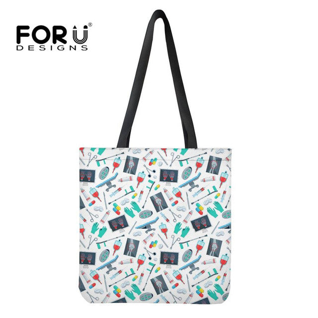 NURSE PATTERN SHOPPING TOTE BAG