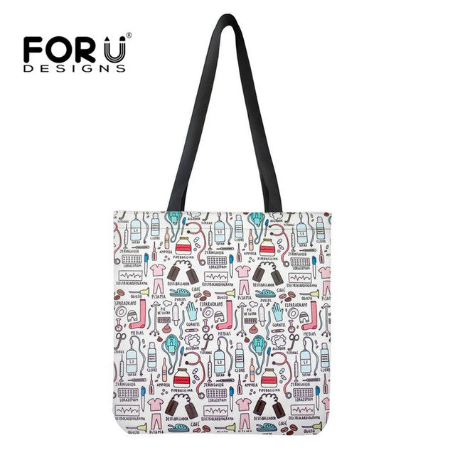 NURSE PATTERN SHOPPING TOTE BAG