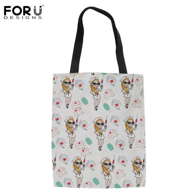 NURSE PATTERN SHOPPING TOTE BAG