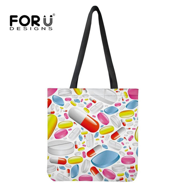 NURSE PATTERN SHOPPING TOTE BAG