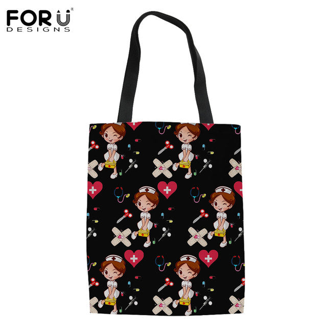 NURSE PATTERN SHOPPING TOTE BAG