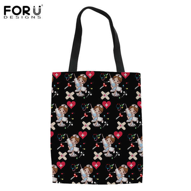 NURSE PATTERN SHOPPING TOTE BAG