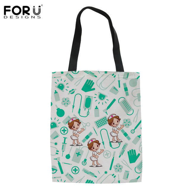 NURSE PATTERN SHOPPING TOTE BAG