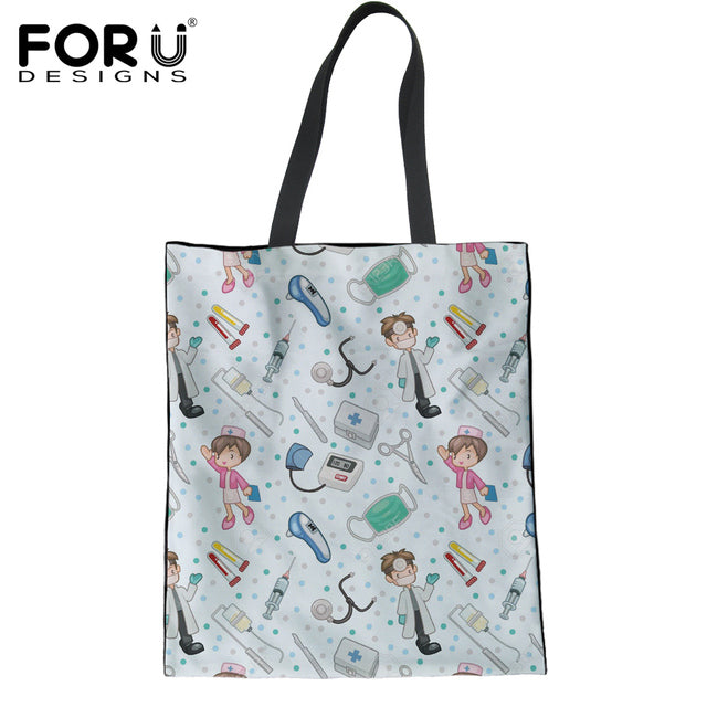 NURSE PATTERN SHOPPING TOTE BAG