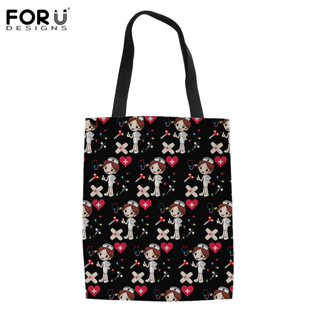 NURSE PATTERN SHOPPING TOTE BAG