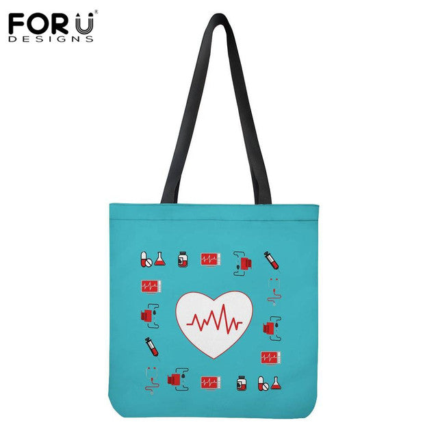 NURSE PATTERN SHOPPING TOTE BAG