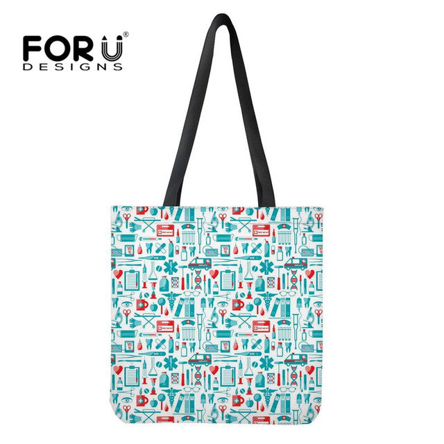 NURSE PATTERN SHOPPING TOTE BAG