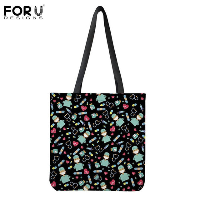 NURSE PATTERN SHOPPING TOTE BAG