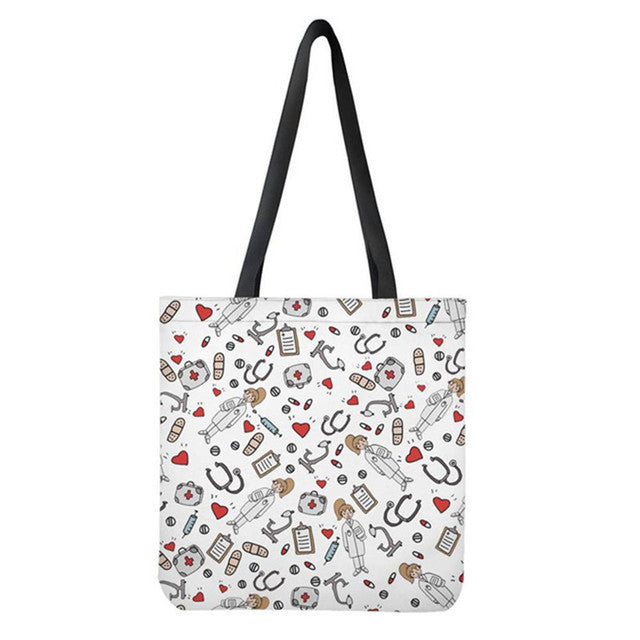 NURSE PATTERN SHOPPING TOTE BAG