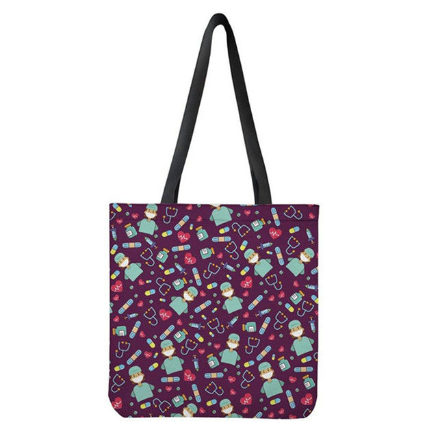 NURSE PATTERN SHOPPING TOTE BAG