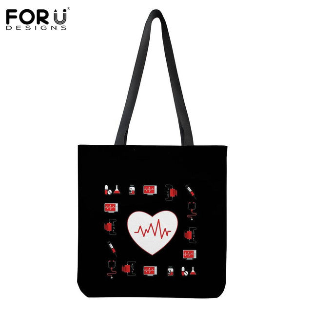 NURSE PATTERN SHOPPING TOTE BAG