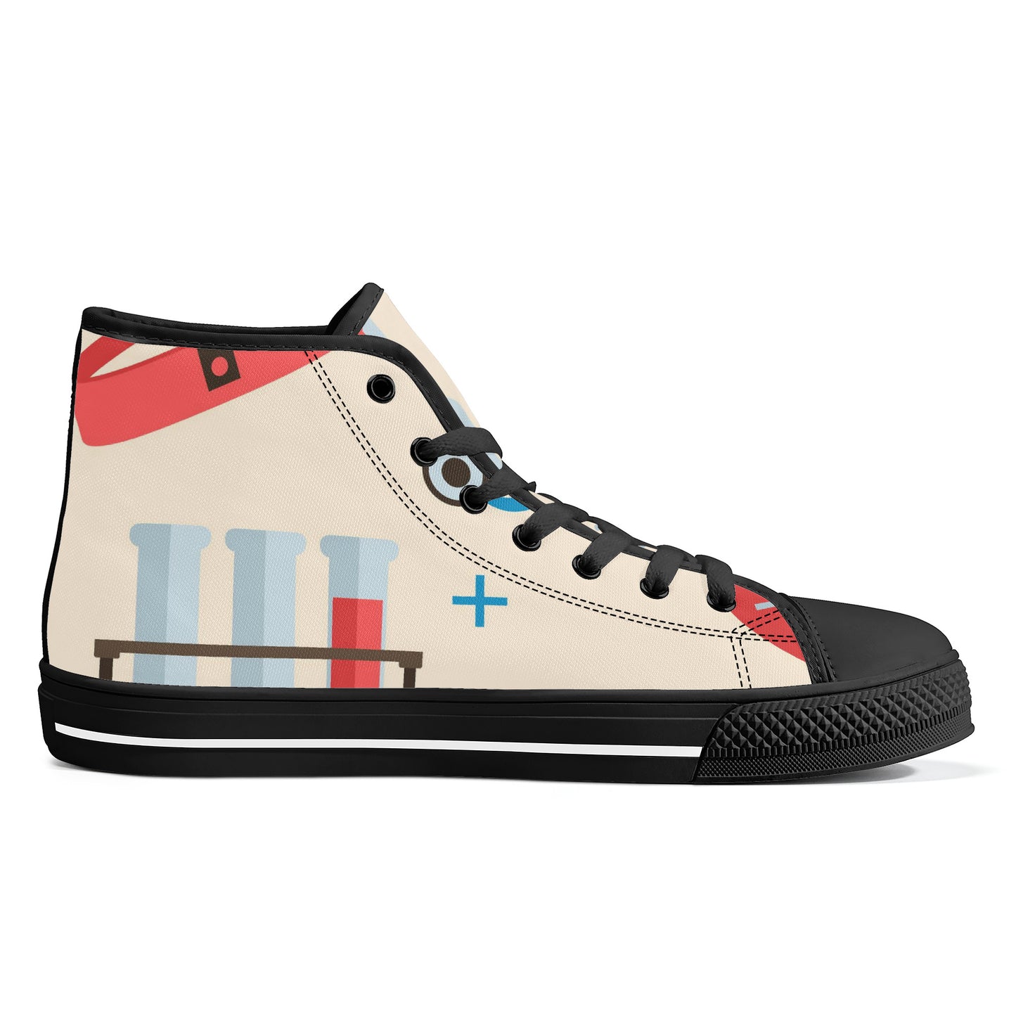 High-Top Canvas Shoes Customized- Black