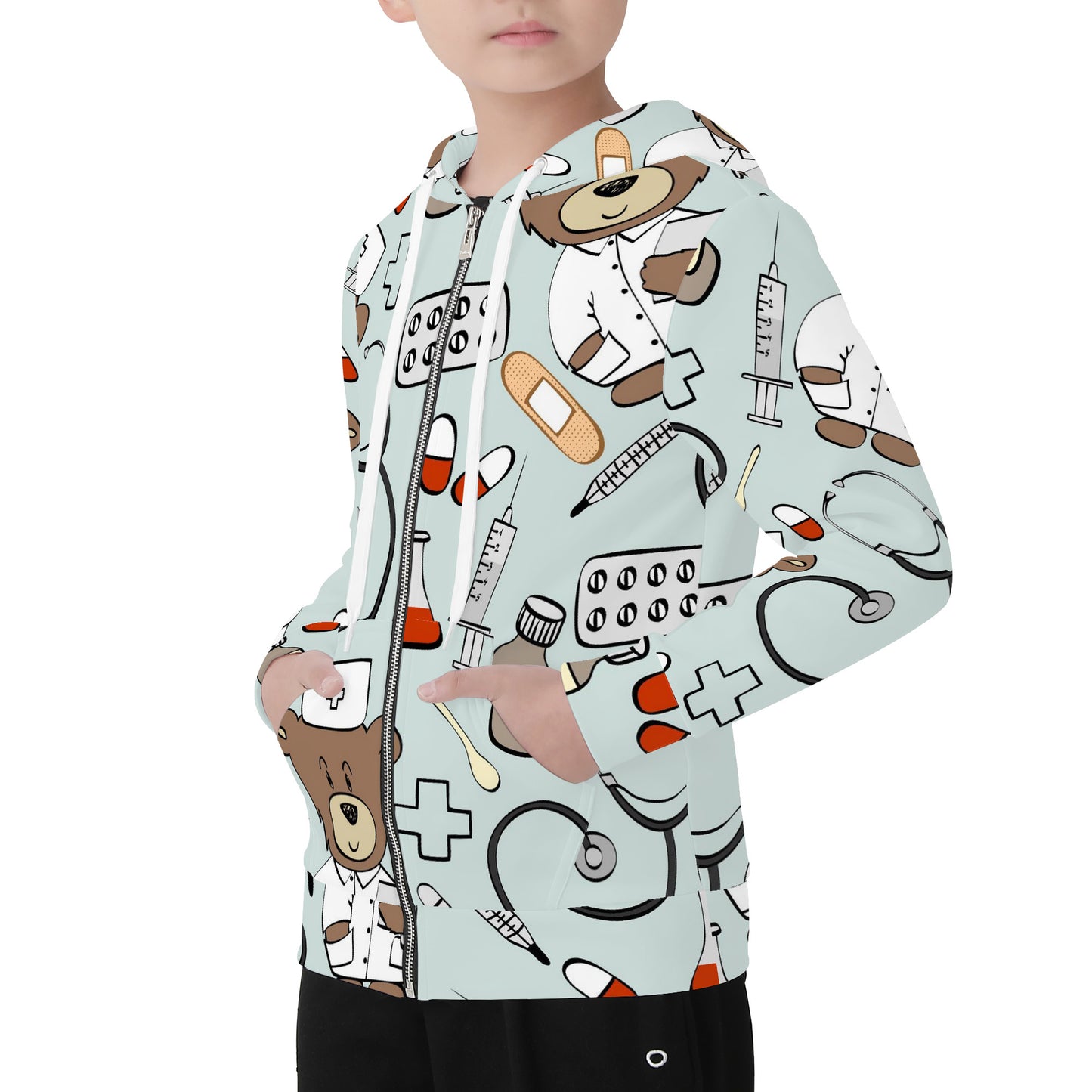 Youth's All Over BEARY NURSE  Print Hoodie