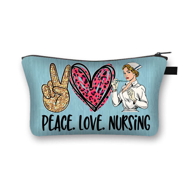 PEACE, LOVE and NURSING POUCHES, COSMETIC CASES  and  SHAVE KIT HOLDER WITH ZIPPERS