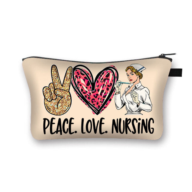 PEACE, LOVE and NURSING POUCHES, COSMETIC CASES  and  SHAVE KIT HOLDER WITH ZIPPERS