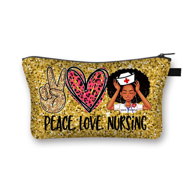 PEACE, LOVE and NURSING POUCHES, COSMETIC CASES  and  SHAVE KIT HOLDER WITH ZIPPERS