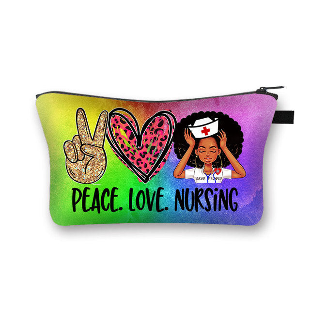 PEACE, LOVE and NURSING POUCHES, COSMETIC CASES  and  SHAVE KIT HOLDER WITH ZIPPERS
