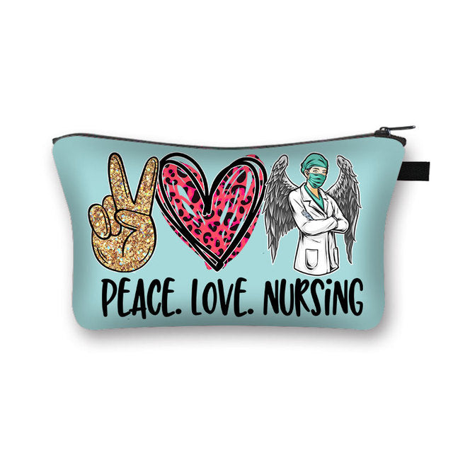 PEACE, LOVE and NURSING POUCHES, COSMETIC CASES  and  SHAVE KIT HOLDER WITH ZIPPERS