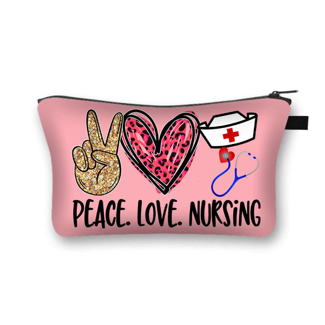 PEACE, LOVE and NURSING POUCHES, COSMETIC CASES  and  SHAVE KIT HOLDER WITH ZIPPERS