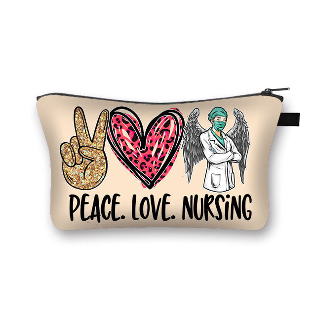 PEACE, LOVE and NURSING POUCHES, COSMETIC CASES  and  SHAVE KIT HOLDER WITH ZIPPERS