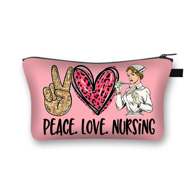 PEACE, LOVE and NURSING POUCHES, COSMETIC CASES  and  SHAVE KIT HOLDER WITH ZIPPERS