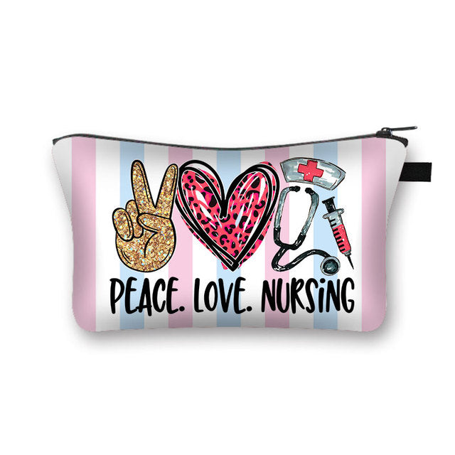 PEACE, LOVE and NURSING POUCHES, COSMETIC CASES  and  SHAVE KIT HOLDER WITH ZIPPERS