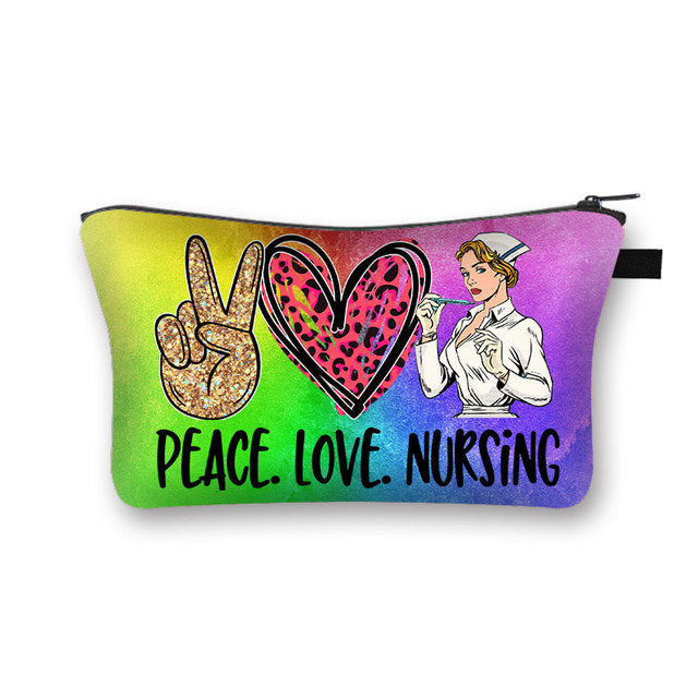 PEACE, LOVE and NURSING POUCHES, COSMETIC CASES  and  SHAVE KIT HOLDER WITH ZIPPERS