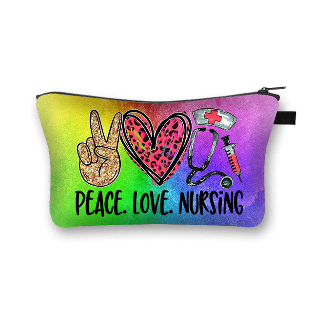 PEACE, LOVE and NURSING POUCHES, COSMETIC CASES  and  SHAVE KIT HOLDER WITH ZIPPERS