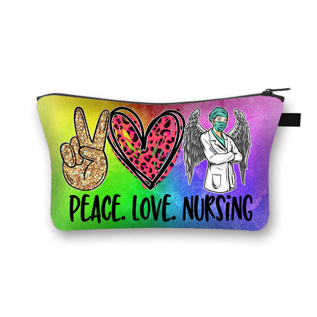 PEACE, LOVE and NURSING POUCHES, COSMETIC CASES  and  SHAVE KIT HOLDER WITH ZIPPERS
