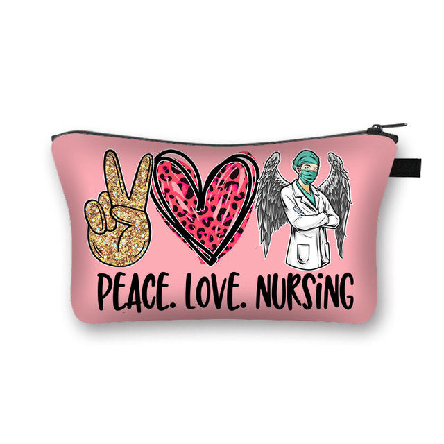PEACE, LOVE and NURSING POUCHES, COSMETIC CASES  and  SHAVE KIT HOLDER WITH ZIPPERS