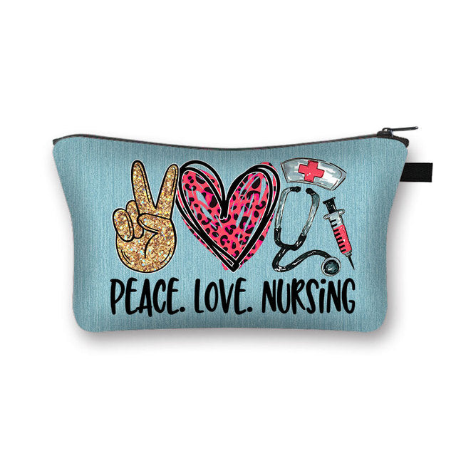 PEACE, LOVE and NURSING POUCHES, COSMETIC CASES  and  SHAVE KIT HOLDER WITH ZIPPERS