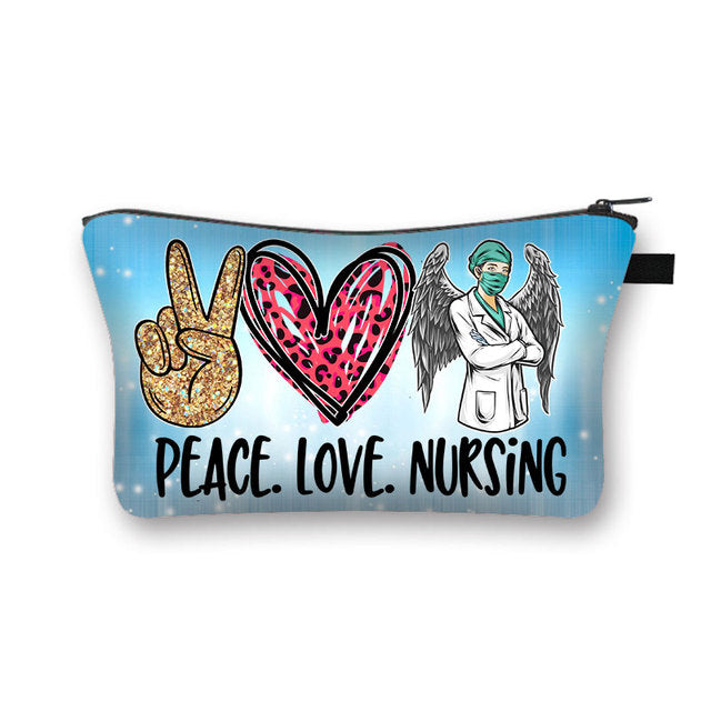 PEACE, LOVE and NURSING POUCHES, COSMETIC CASES  and  SHAVE KIT HOLDER WITH ZIPPERS