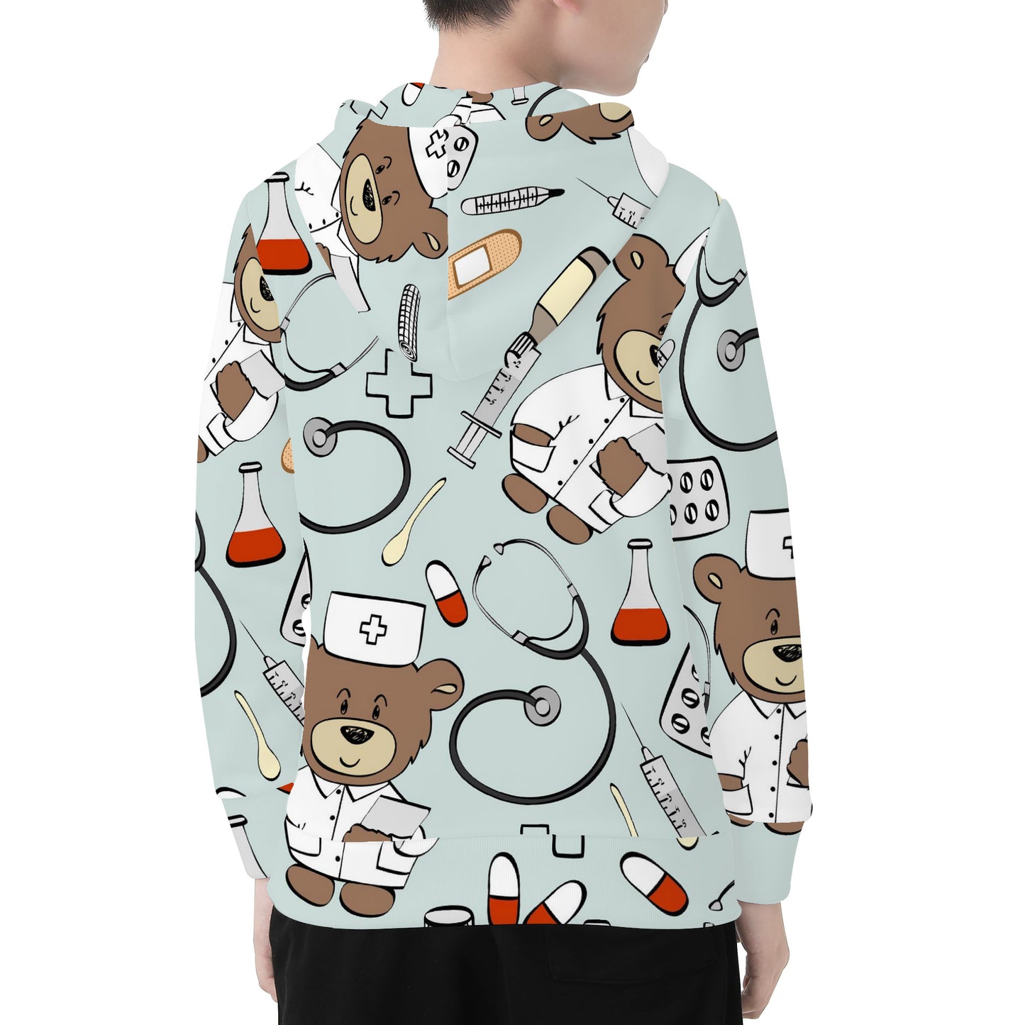 Youth's All Over BEARY NURSE  Print Hoodie