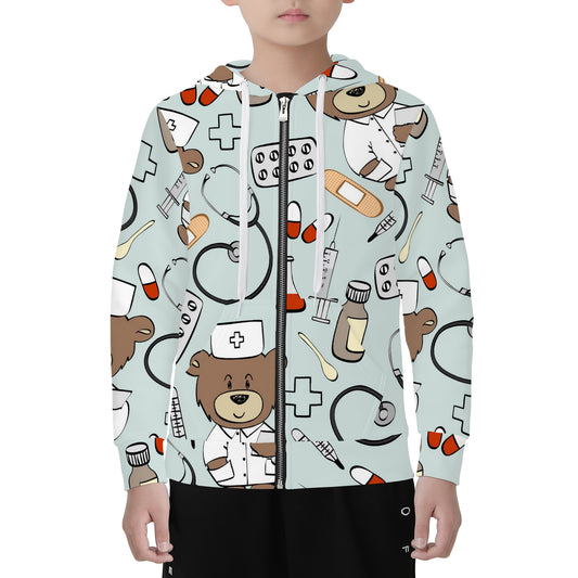 Youth's All Over BEARY NURSE  Print Hoodie