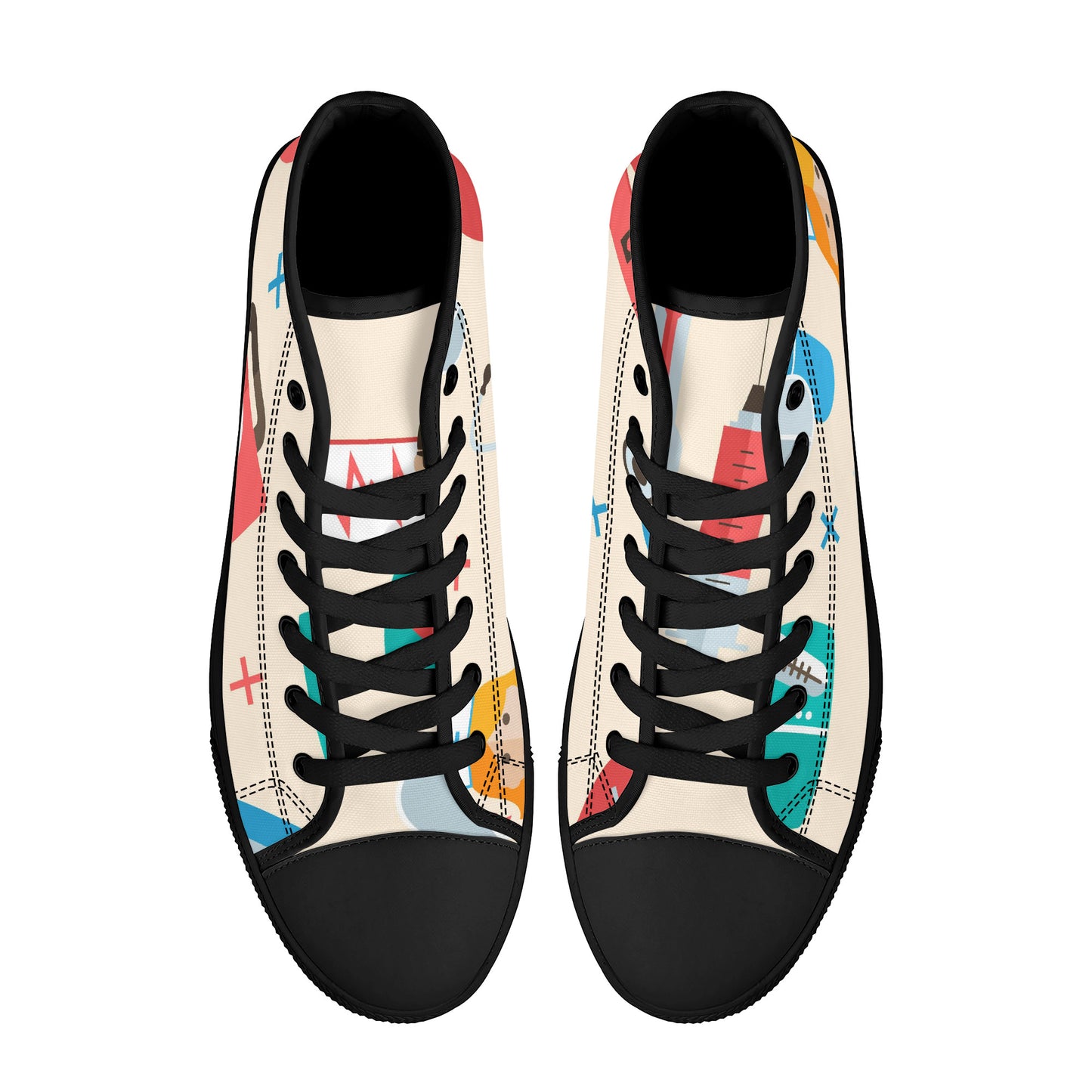 High-Top Canvas Shoes Customized- Black