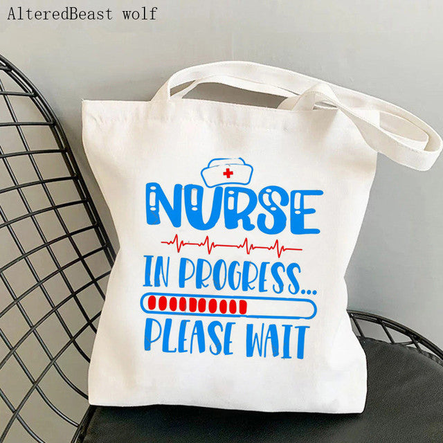 WOMENS SHOPPING BAG WITH NURSE PRINTED FUNNY DESIGNS