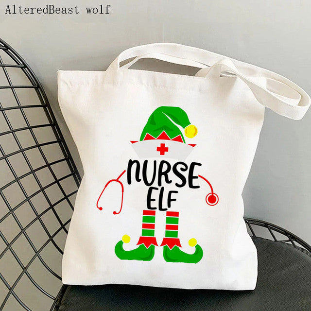 WOMENS SHOPPING BAG WITH NURSE PRINTED FUNNY DESIGNS